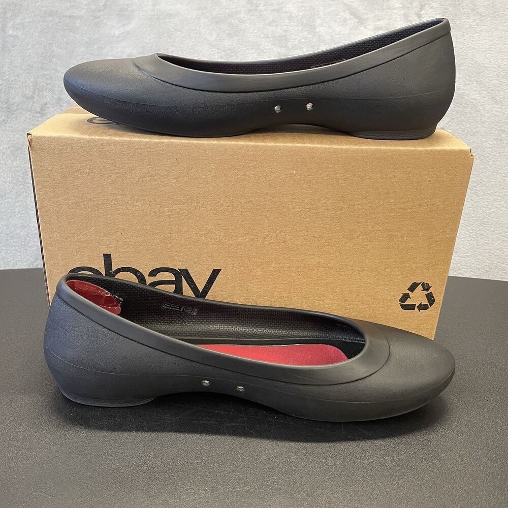 Crocs Lina Iconic Comfort Ballet Flats Womens 10 Black Lightweight Dress Shoes
